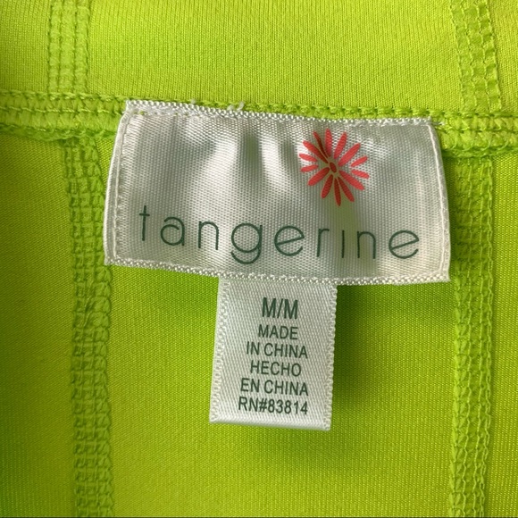📚SOLD📚 TANGERINE Mock neck Zip Up Track Activewear Jacket Medium M Neon Lime - Picture 5 of 7